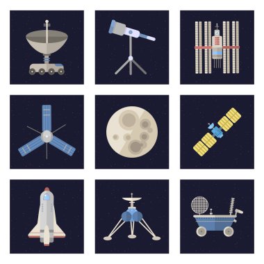 Şık uzay gemisi takımyıldızı Astroloji radar evren evren teknoloji meteor bilim Servisi astronot roket uydu vektör.