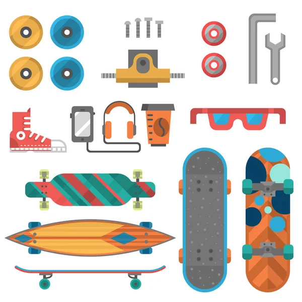 Skateboard toets pictogram vector sport apparatuur schaatsen vervoer decoratieve snelheid freestyle recreatie. — Stockvector