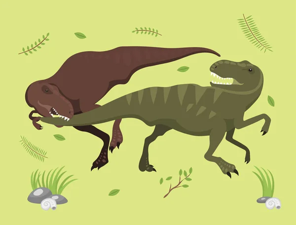 Dinosaures effrayants vecteur tyrannosaure t-rex danger créature force sauvage jurassique prédateur préhistorique éteint illustration — Image vectorielle