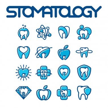 Vektör diş etiket koruma şablon illüstrasyon soyut stomatology ağız grafik sözlü elemanı
