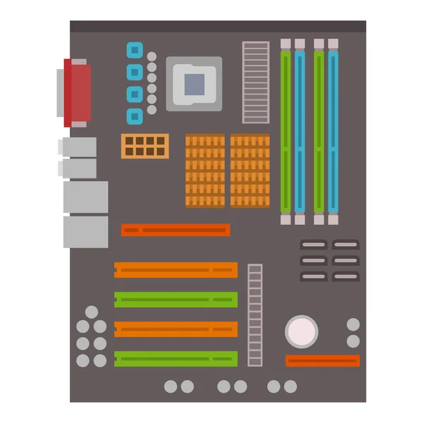 Equipo chip tecnología procesador circuito placa base sistema de información vector ilustración — Vector de stock
