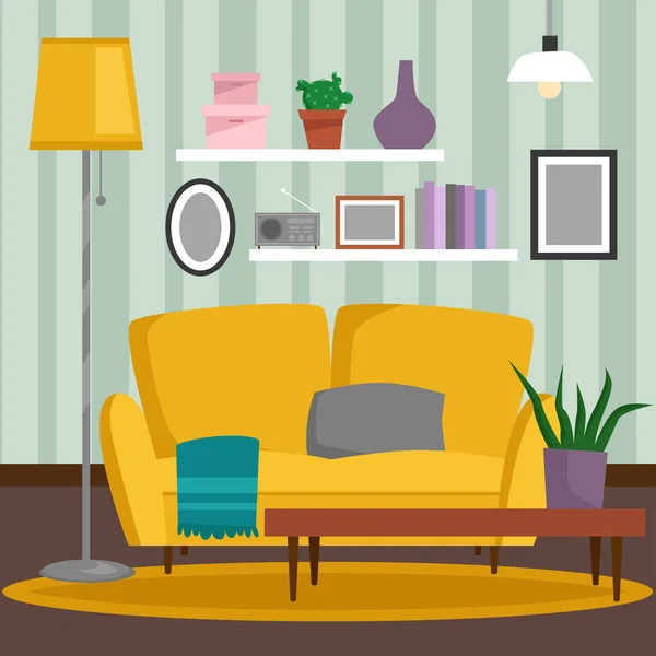 VIP vintage iç mobilya zengin zengin ev Oda kanepe ile tuğla duvar arka plan vektör çizim ayarla. — Stok Vektör