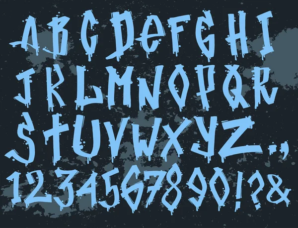 Kézzel rajzolt grunge betűtípus festék szimbólum design részletes vektor ábécé graffiti szöveg ecset grafikai festék. — Stock Vector