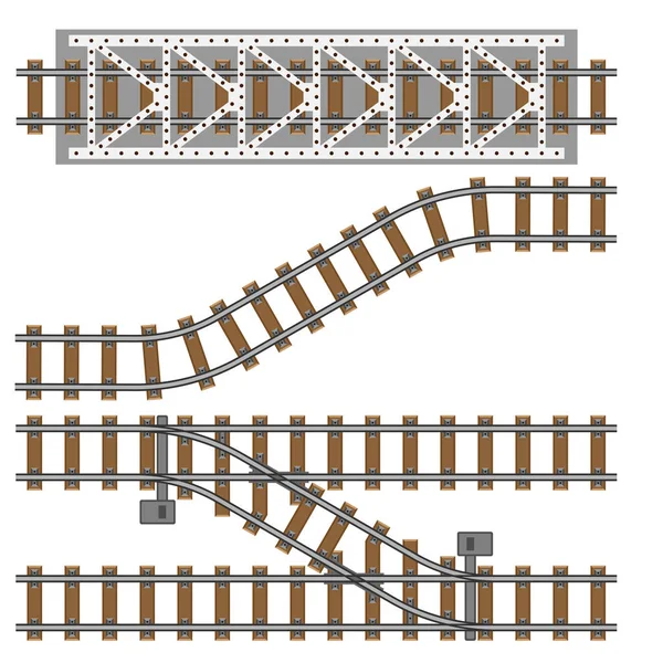 Ilustração vetorial de peças ferroviárias trilhos cinzentos manutenção tecnologia de concreto construção de equipamentos construção de metrô . — Vetor de Stock