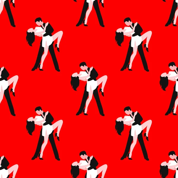 Parejas bailando latino americano romántico personas bailan hombre con mujer tango pose patrón sin costuras fondo vector ilustración . — Archivo Imágenes Vectoriales