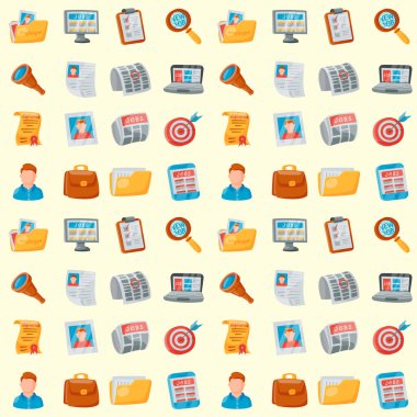 Vektör iş arama Dikişsiz desen arka plan office kavram insan işe alım istihdam çalışma çizim.