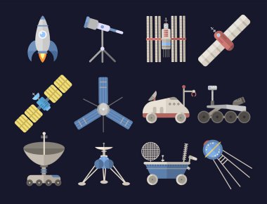 Şık uzay gemisi takımyıldızı Astroloji radar evren evren teknoloji meteor bilim Servisi astronot roket uydu vektör.