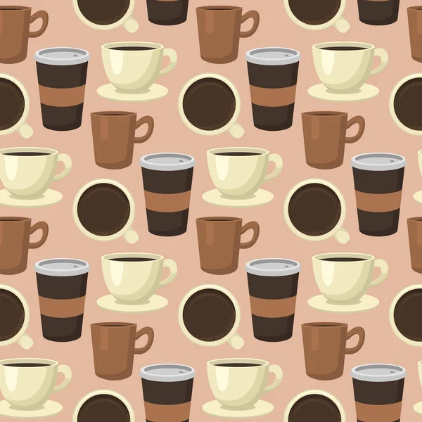 Koffie kopjes naadloze patroon achtergrond eten drinken ontwerp restaurant vectorillustratie. — Stockvector