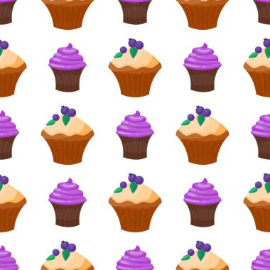 Kurabiye kek lezzetli lezzetli çikolata ev yapımı pasta bisküvi Dikişsiz desen arka plan vektör çizim snack