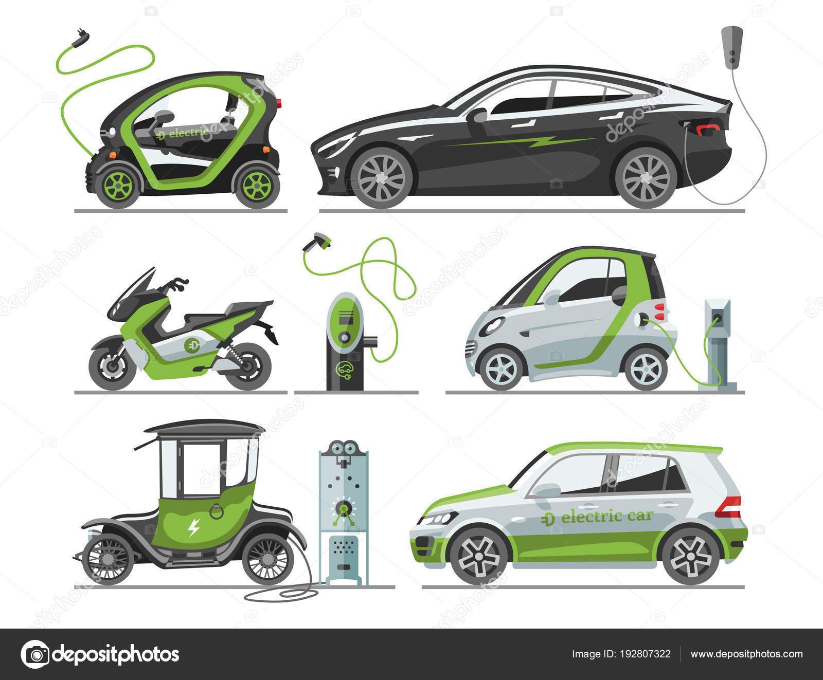 Electric car with solar panels eco transport vector illustration