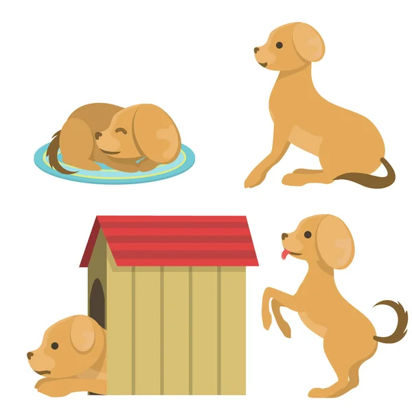 Lindo juego perro personaje divertido pura raza cachorro cómico mamífero feliz raza animal carácter vector ilustración . — Vector de stock