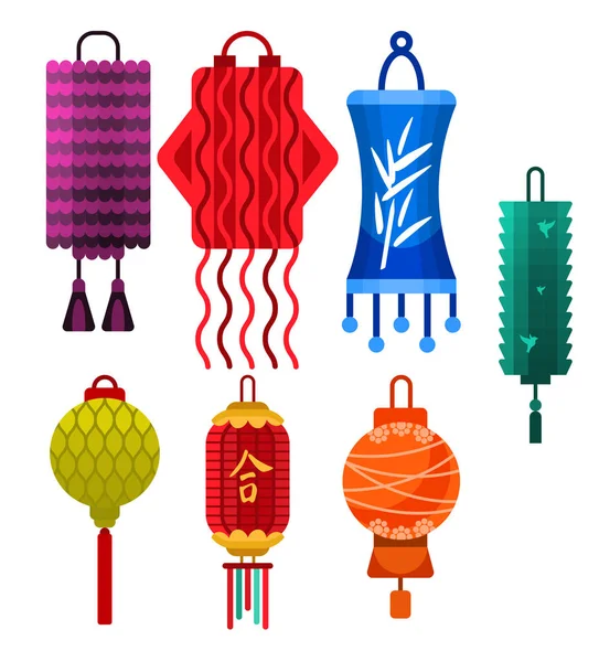 Китайский фонарь векторная бумага светлая традиционный праздник празднуют Азии праздничный или свадебный фонарь графический праздник иллюстрация лампы — стоковый вектор