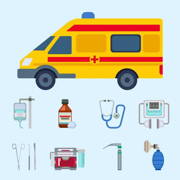 Ambulance icons vector medicine health emergency hospital symbols illustration. — Stock Vector