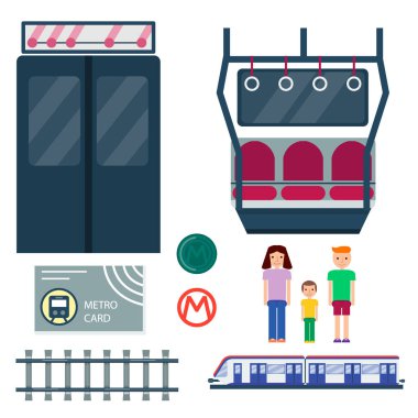 Metro İstasyonu'na ulaşım modern demiryolu yolculuk transit tünel araç hizmeti vektör çizim.