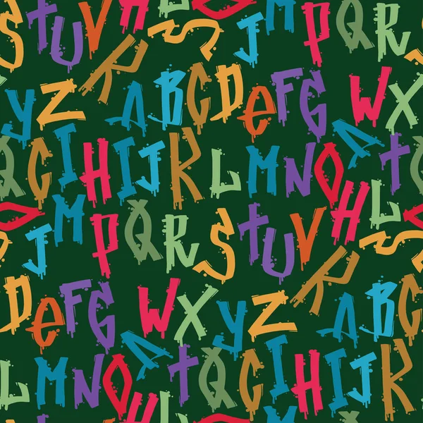 Mão desenhado grunge fonte pintura símbolo design vetor alfabeto grafite texto escova gráfico tinta sem costura padrão fundo . — Vetor de Stock