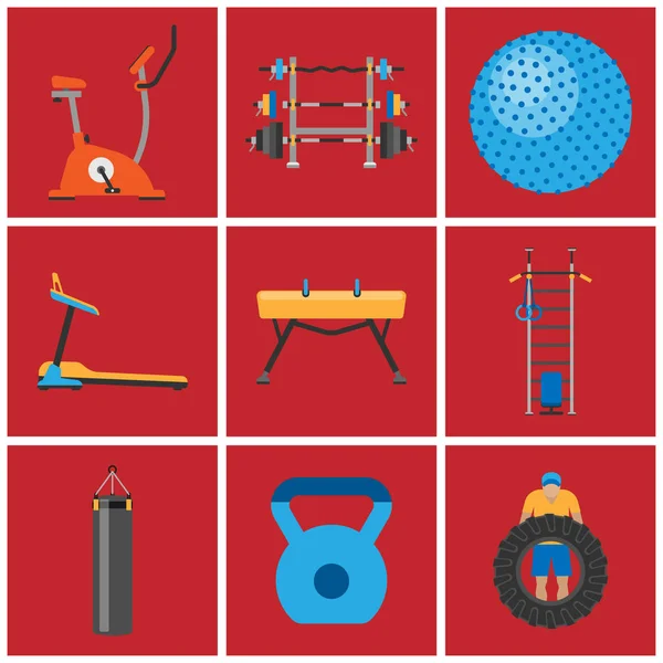 Fitness gym club athlet sport activity body tools wellness dumbbell equipment vector illustration