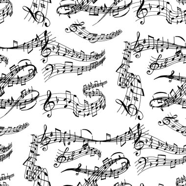 Müzik melodi Derma müzisyen sembolleri ses melodi Dikişsiz desen arka plan metin ses Senfoni vektör çizim yazma notlar