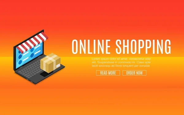 Онлайн продажа скидка изометрический ноутбук с онлайн магазин заказ доставки рекламной листовки или веб-баннер векторной иллюстрации . — стоковый вектор