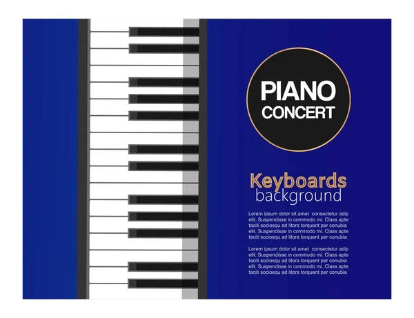 Piano classic music concert, live classical or jazz music with piano keyboard vector illustration poster.