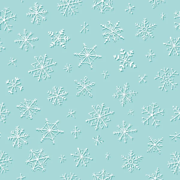 Fiocchi di neve inverno e Natale modello senza cuciture su sfondo blu, illustrazione vettoriale . — Vettoriale Stock