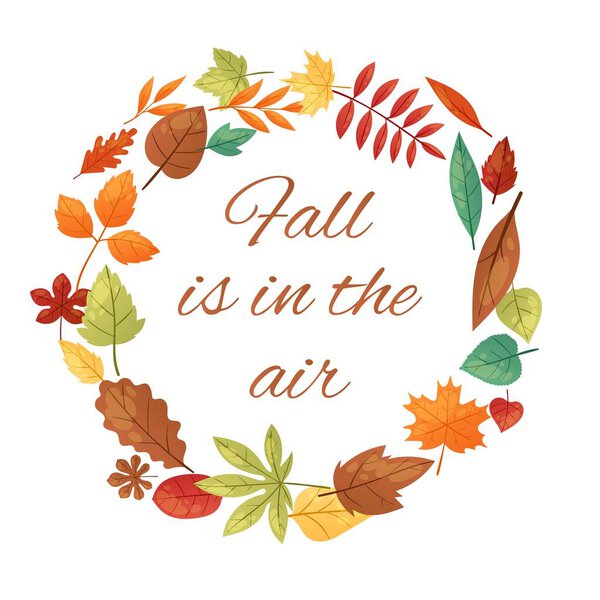 Осенние листья венок, круг, осенний круглый кадр рисунок вектор
.