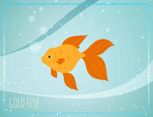 Goldfische mit Blasen im Meerwasser verschwommen Hintergrund Cartoon-Vektor-Illustration. — Stockvektor