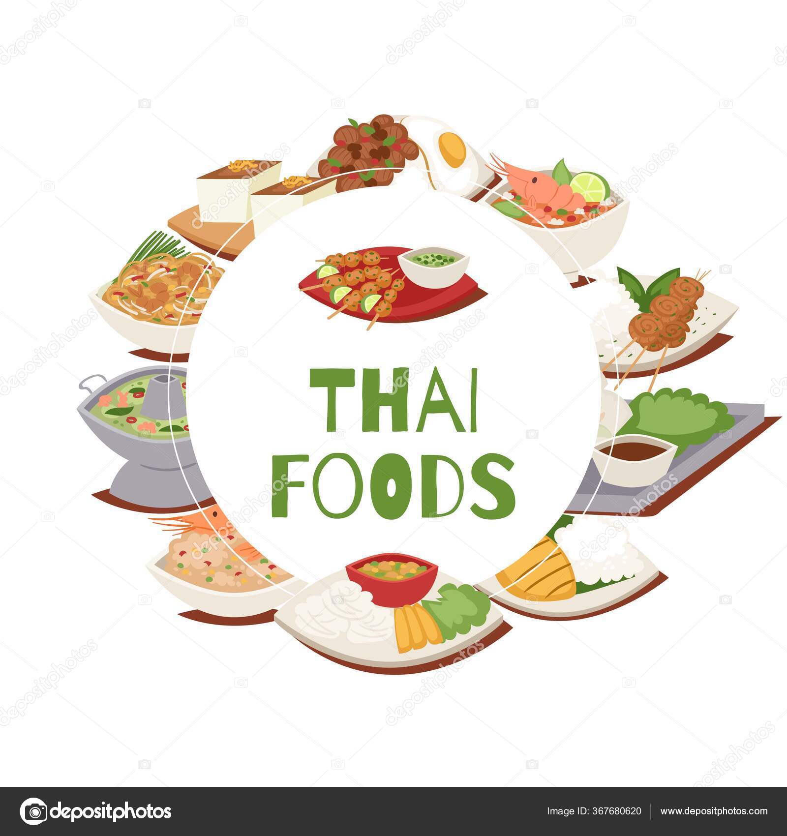 Thailändsk mataffisch med thailand cuisine vektor illustration, Tom Yam ...