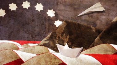 Gaziler günü. Bayrak ve Mimetic dağlar.