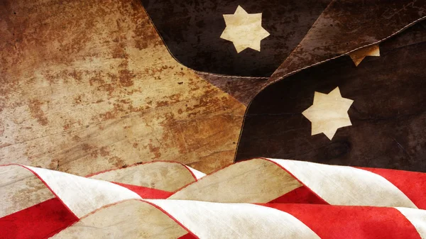 Usa Flag Waves On Wood. Stelle — Foto Stock