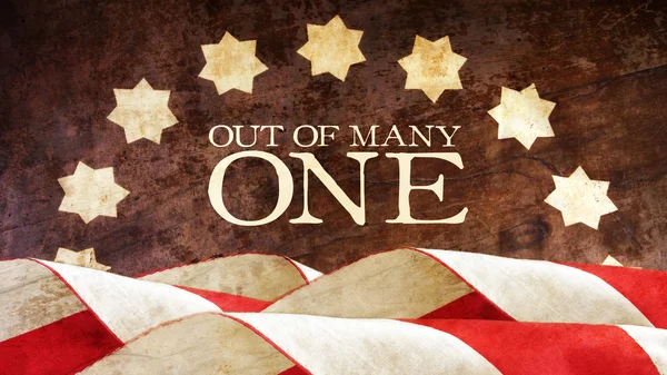 Out of Many One. USA motto. Stars and Stripes. From Latin — Stock Photo, Image