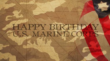 Happy Birthday US Marine Corps Flag Camouflage Background clipart