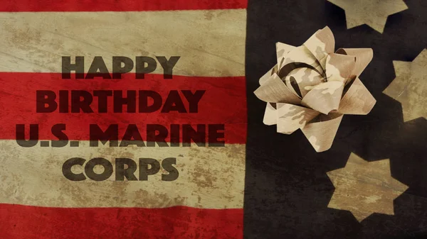 生日快乐我们海军陆战队丝带 — 图库照片