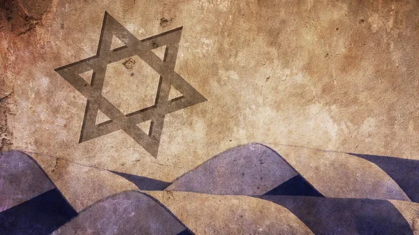 ダビデの星とイスラエルの旗の波 — ストック写真