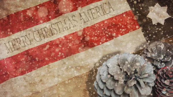 Veselé Vánoce Ameriky. Sníh a šišky — Stock fotografie