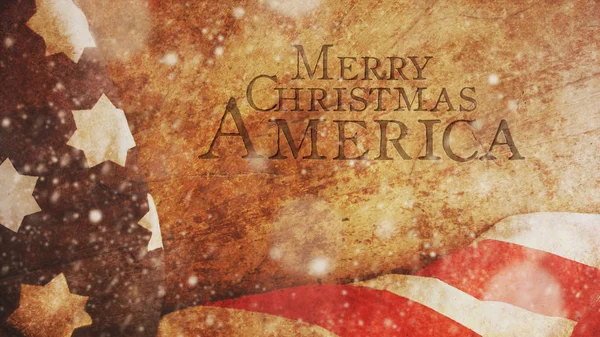 Merry Christmas America. Flag on Wood — Stock Photo, Image