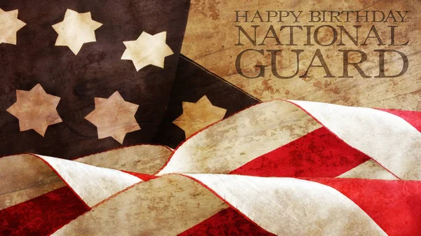Alles Gute zum Geburtstag Nationalgarde. US-Flagge weht — Stockfoto