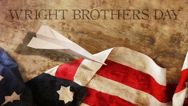 Mutlu Wright Kardeşler gün. Amerika bayrağı ve ahşap.