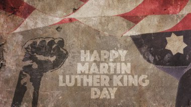 Mutlu Martin Luther King günü. ABD bayrağı beton