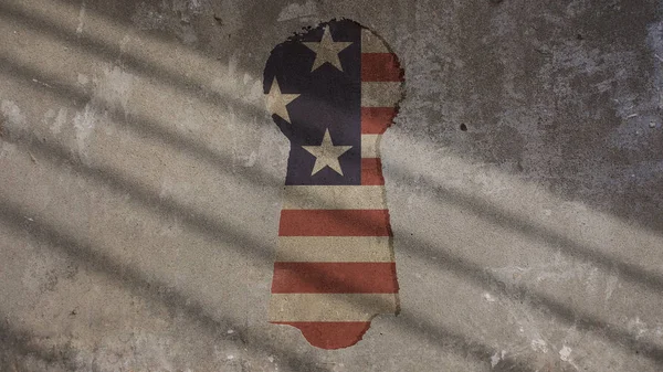 Usa Flag and Keyhole on Concrete — Stock Photo, Image