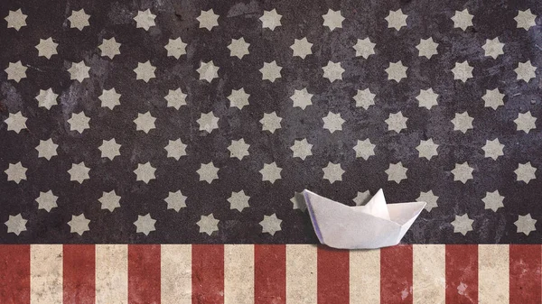 Papper båt med Usa flagga stjärnor — Stockfoto