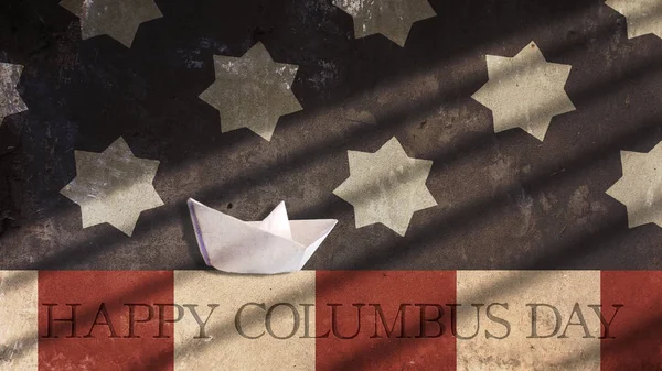 Glücklicher Kolumbus-Tag. Papierbootsegeln — Stockfoto