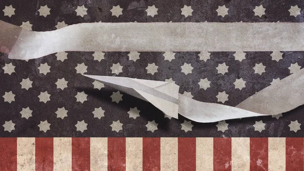 Паперовий літачок з банер — стокове фото
