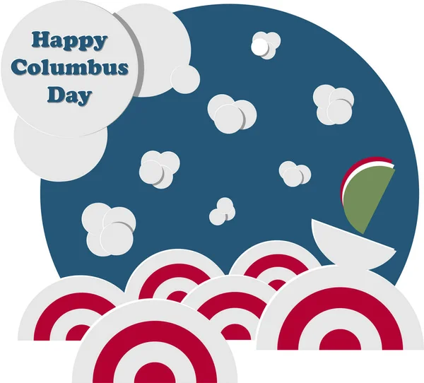 Happy Columbus Day. Mariene landschap met schepen — Stockvector