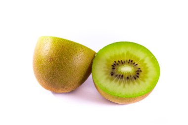 Taze kivi dilim yarım kesilmiş meyve yeşil tohum Radyal doku uygu