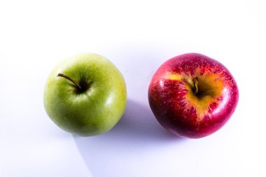 Kırmızı yeşil elma birlikte çift çift meyve taze gıda Delciious