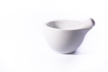 White Ceramic Clay Mortar Pestle Medicine Grinding Empty Contain