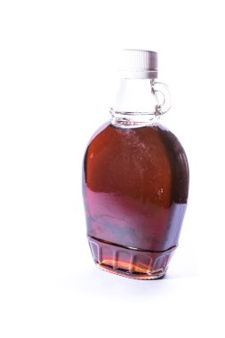 Cam Kavanoz Sürahi Berrak Kahverengi Akçaağaç Şurubu Konteyner Beyaz İzole B