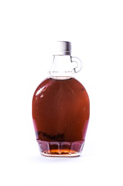 Cam Kavanoz Sürahi Berrak Kahverengi Akçaağaç Şurubu Konteyner Beyaz İzole B