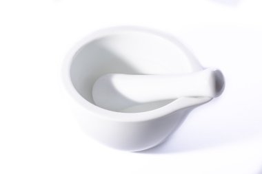 White Ceramic Clay Mortar Pestle Medicine Grinding Empty Contain