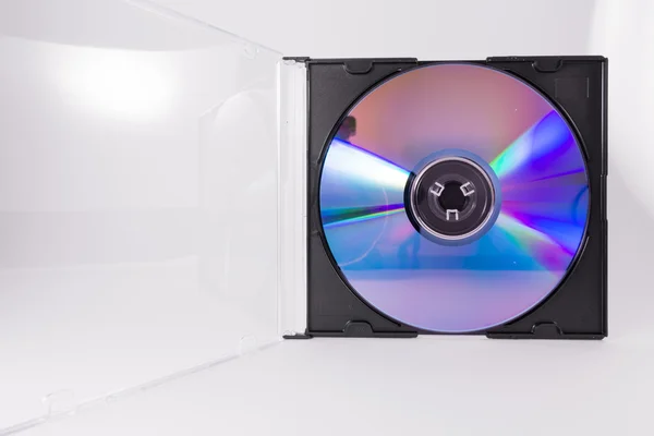 Blank DVD CD Rewriteable Circle Closeup Case Transparent Plastic — Stock Photo, Image